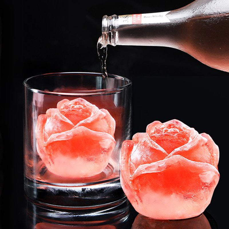 Rose silicone ice cube mold creative ice cream cola coffee foreign wine ice mold rose ice tray ice ball grinder