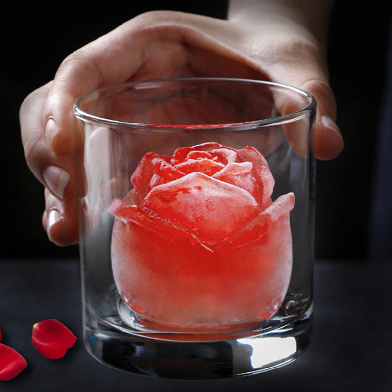 Rose silicone ice cube mold creative ice cream cola coffee foreign wine ice mold rose ice tray ice ball grinder