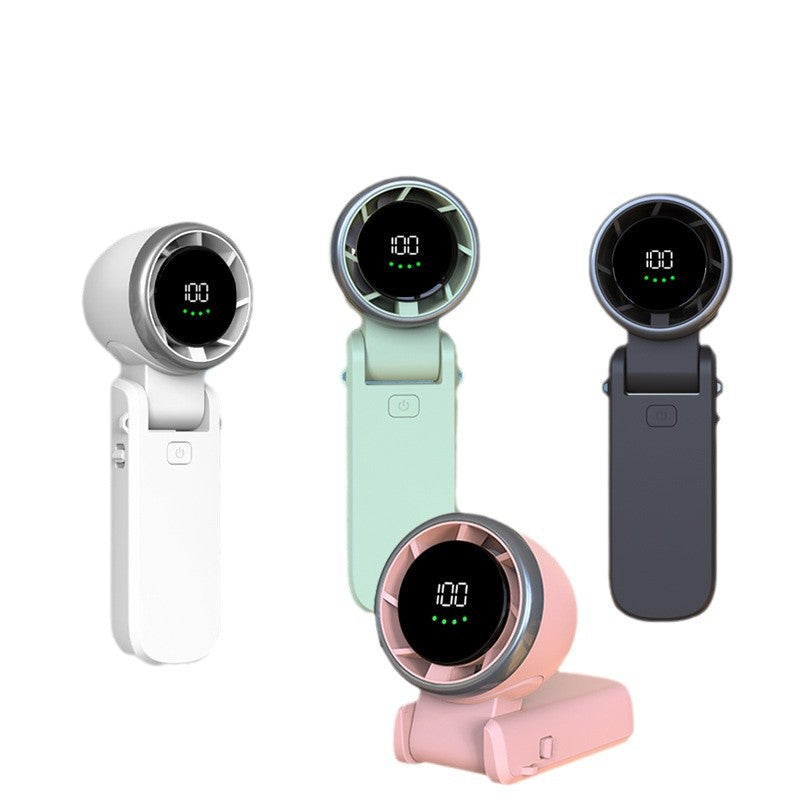 2025 new high-speed handheld small fan folding neck hanging portable turbine USB charging small electric fan mini fan