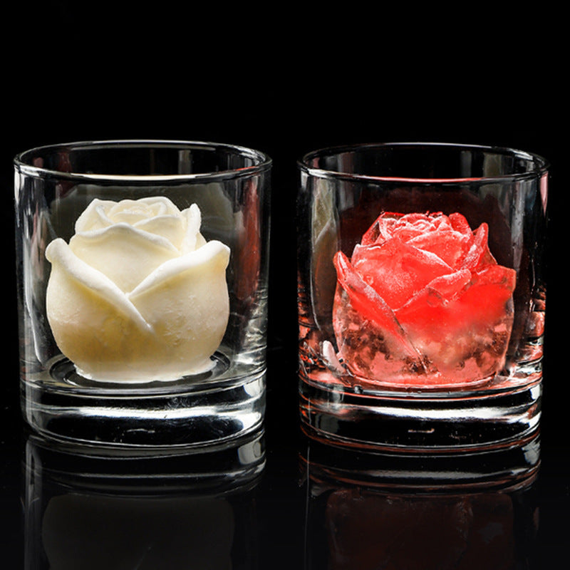 Rose silicone ice cube mold creative ice cream cola coffee foreign wine ice mold rose ice tray ice ball grinder