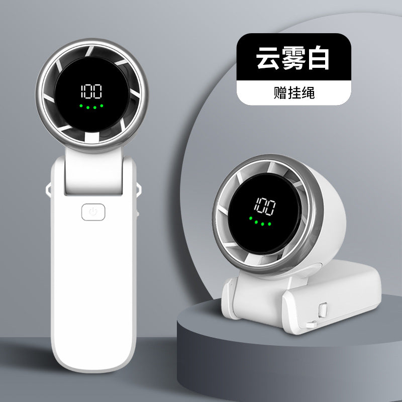 2025 new high-speed handheld small fan folding neck hanging portable turbine USB charging small electric fan mini fan